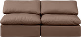 Indulge Faux Leather Sofa Brown - 146Brown-S2 - Vega Furniture