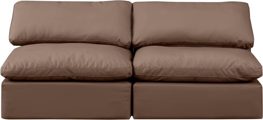 Indulge Faux Leather Sofa Brown - 146Brown-S2 - Vega Furniture