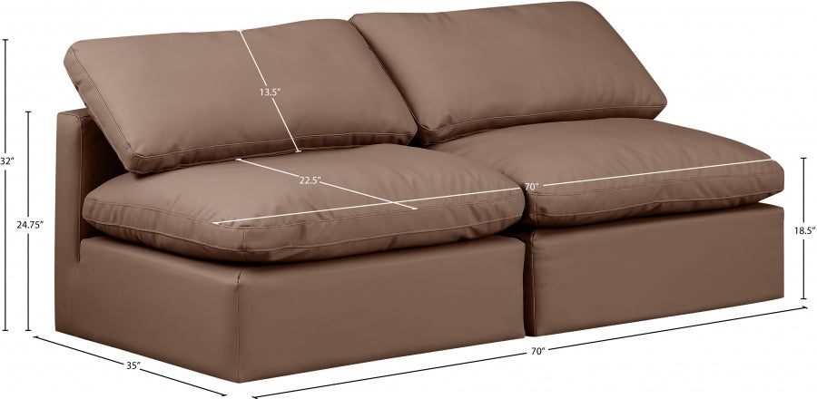 Indulge Faux Leather Sofa Brown - 146Brown-S2 - Vega Furniture