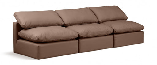 Indulge Faux Leather Sofa Brown - 146Brown-S3 - Vega Furniture