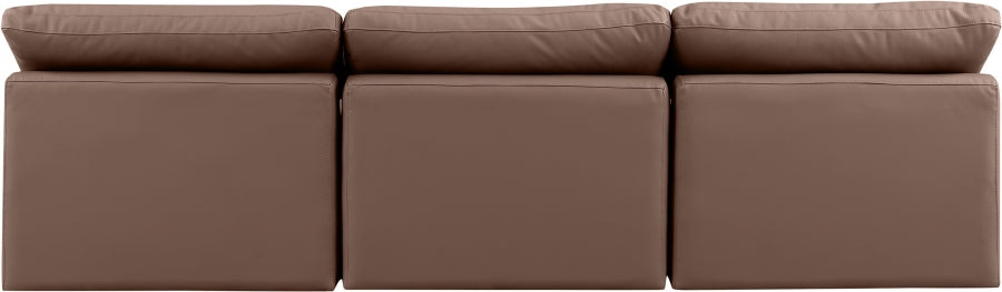 Indulge Faux Leather Sofa Brown - 146Brown-S3 - Vega Furniture