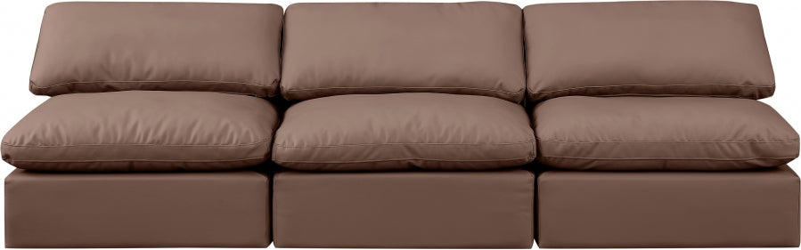 Indulge Faux Leather Sofa Brown - 146Brown-S3 - Vega Furniture