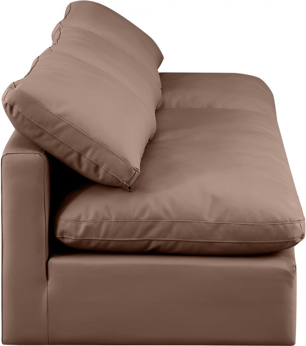 Indulge Faux Leather Sofa Brown - 146Brown-S3 - Vega Furniture