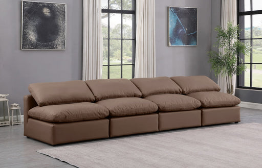 Indulge Faux Leather Sofa Brown - 146Brown-S4 - Vega Furniture
