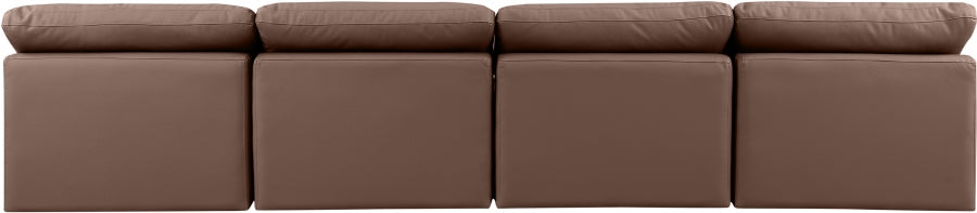 Indulge Faux Leather Sofa Brown - 146Brown-S4 - Vega Furniture