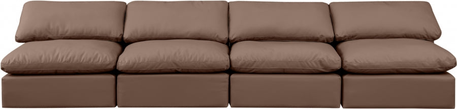 Indulge Faux Leather Sofa Brown - 146Brown-S4 - Vega Furniture