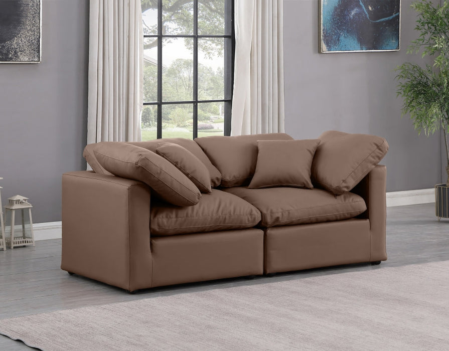 Indulge Faux Leather Sofa Brown - 146Brown-S70 - Vega Furniture