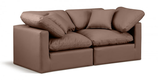 Indulge Faux Leather Sofa Brown - 146Brown-S70 - Vega Furniture