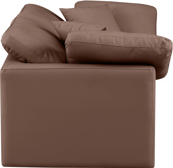 Indulge Faux Leather Sofa Brown - 146Brown-S70 - Vega Furniture