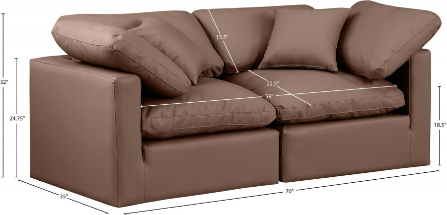 Indulge Faux Leather Sofa Brown - 146Brown-S70 - Vega Furniture