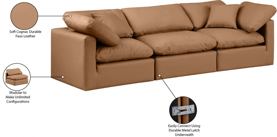 Indulge Faux Leather Sofa Cognac - 146Cognac-S105 - Vega Furniture