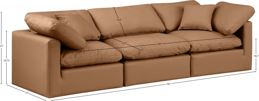 Indulge Faux Leather Sofa Cognac - 146Cognac-S105 - Vega Furniture