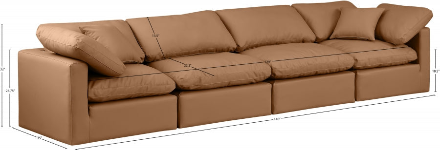 Indulge Faux Leather Sofa Cognac - 146Cognac-S140 - Vega Furniture