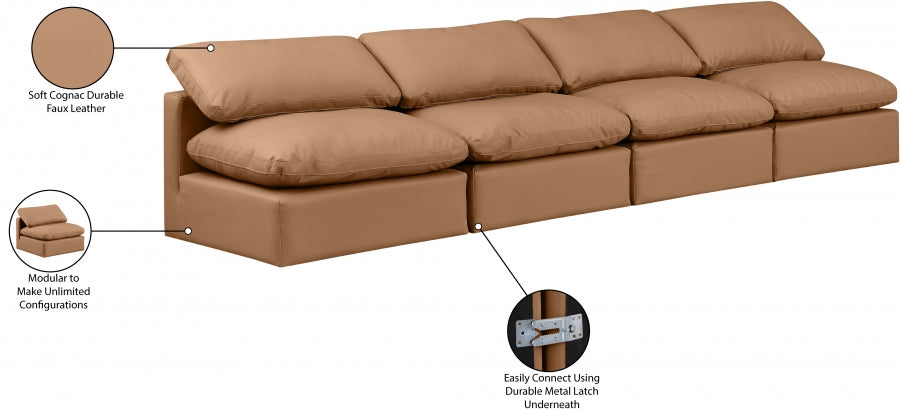 Indulge Faux Leather Sofa Cognac - 146Cognac-S4 - Vega Furniture