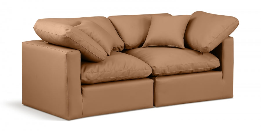 Indulge Faux Leather Sofa Cognac - 146Cognac-S70 - Vega Furniture