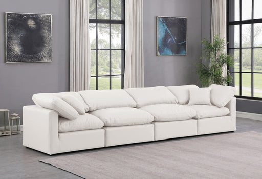 Indulge Faux Leather Sofa Cream - 146Cream-S140 - Vega Furniture