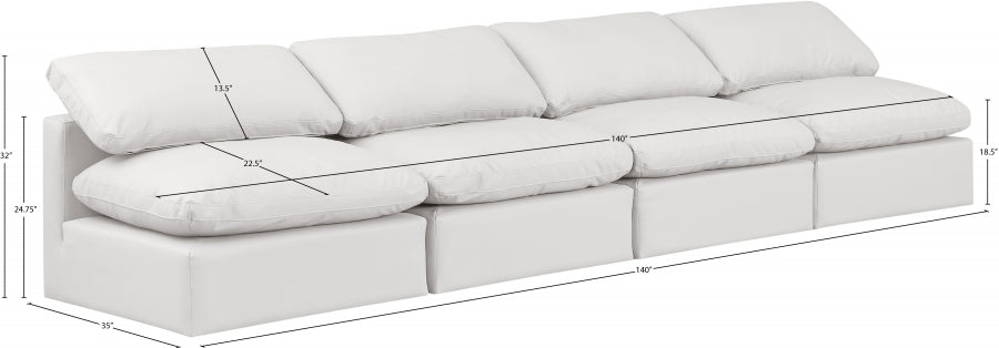 Indulge Faux Leather Sofa Cream - 146Cream-S4 - Vega Furniture