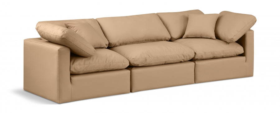 Indulge Faux Leather Sofa Natural - 146Tan-S105 - Vega Furniture