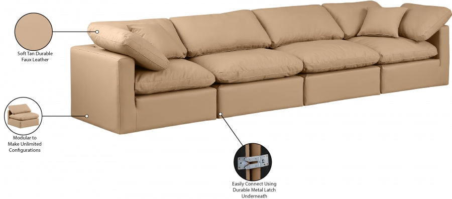 Indulge Faux Leather Sofa Natural - 146Tan-S140 - Vega Furniture