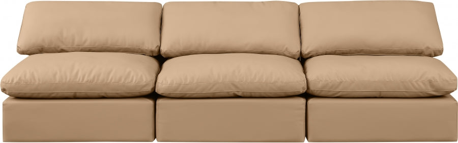 Indulge Faux Leather Sofa Natural - 146Tan-S3 - Vega Furniture