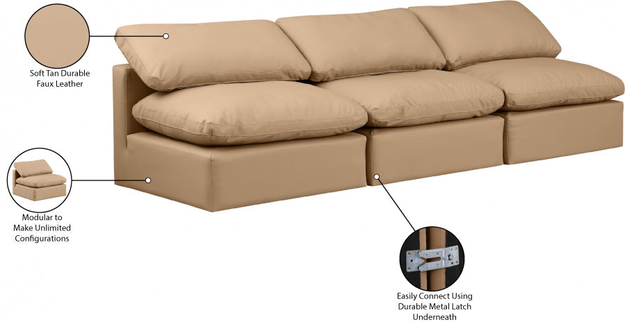 Indulge Faux Leather Sofa Natural - 146Tan-S3 - Vega Furniture