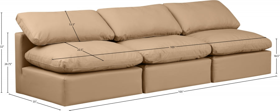 Indulge Faux Leather Sofa Natural - 146Tan-S3 - Vega Furniture