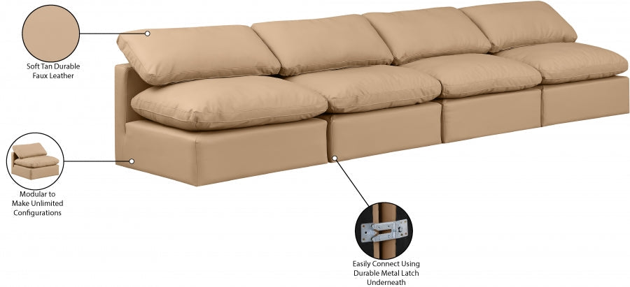 Indulge Faux Leather Sofa Natural - 146Tan-S4 - Vega Furniture