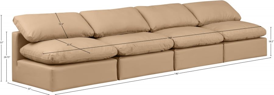 Indulge Faux Leather Sofa Natural - 146Tan-S4 - Vega Furniture