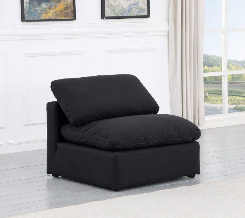 Indulge Linen Textured Fabric Living Room Chair Black - 141Black-Armless - Vega Furniture