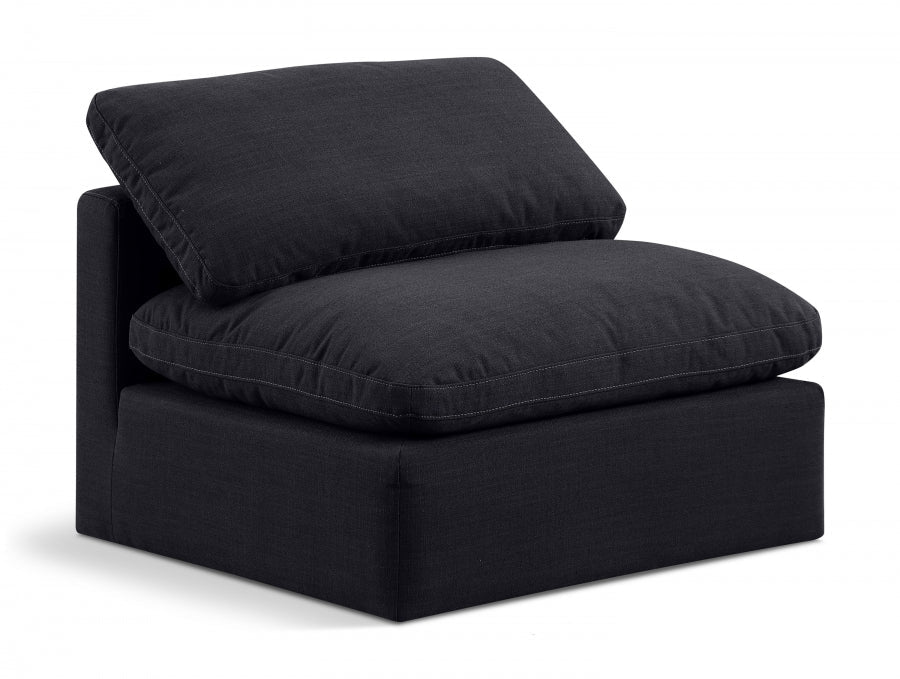 Indulge Linen Textured Fabric Living Room Chair Black - 141Black-Armless - Vega Furniture