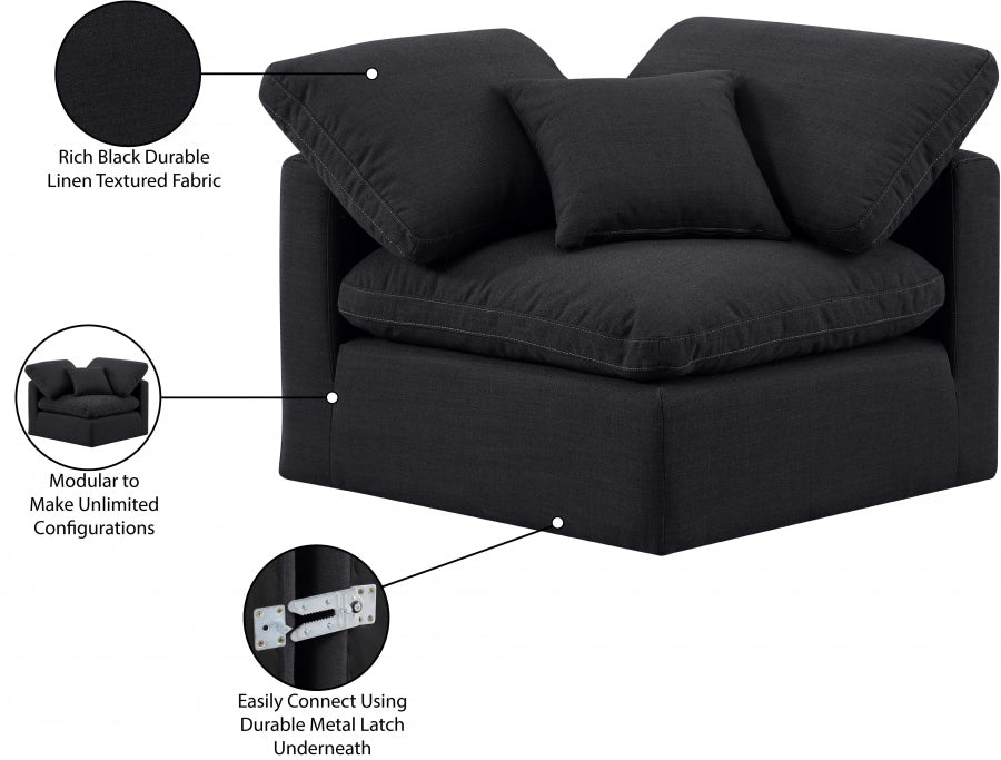 Indulge Linen Textured Fabric Living Room Chair Black - 141Black-Corner - Vega Furniture