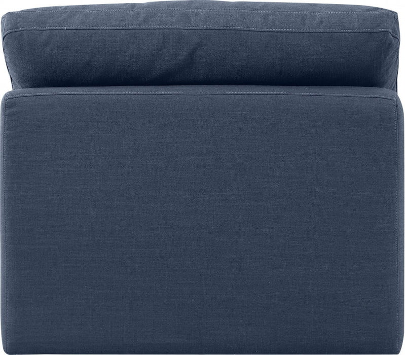 Indulge Linen Textured Fabric Living Room Chair Blue - 141Navy-Armless - Vega Furniture