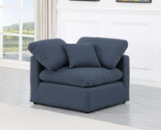 Indulge Linen Textured Fabric Living Room Chair Blue - 141Navy-Corner - Vega Furniture