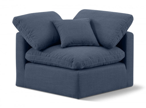 Indulge Linen Textured Fabric Living Room Chair Blue - 141Navy-Corner - Vega Furniture