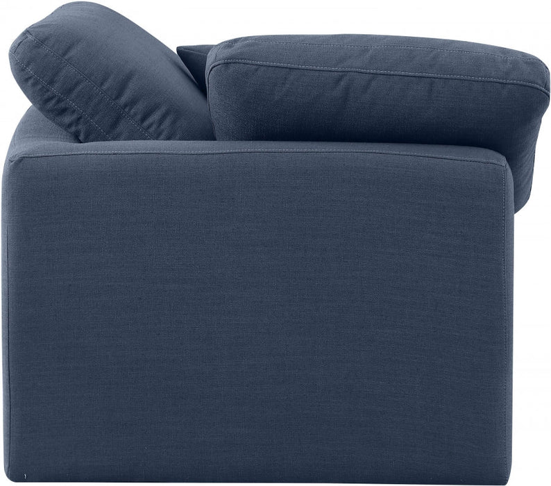 Indulge Linen Textured Fabric Living Room Chair Blue - 141Navy-Corner - Vega Furniture