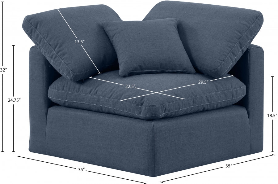 Indulge Linen Textured Fabric Living Room Chair Blue - 141Navy-Corner - Vega Furniture