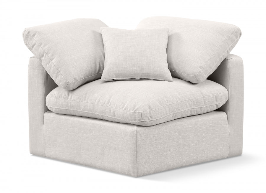 Indulge Linen Textured Fabric Living Room Chair Cream - 141Cream-Corner - Vega Furniture