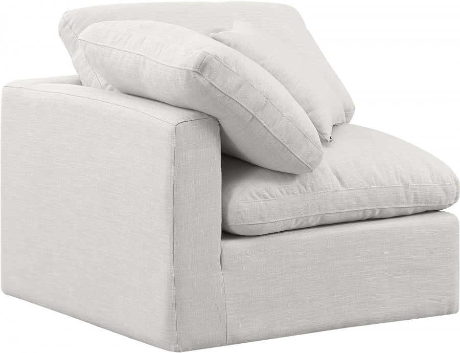 Indulge Linen Textured Fabric Living Room Chair Cream - 141Cream-Corner - Vega Furniture