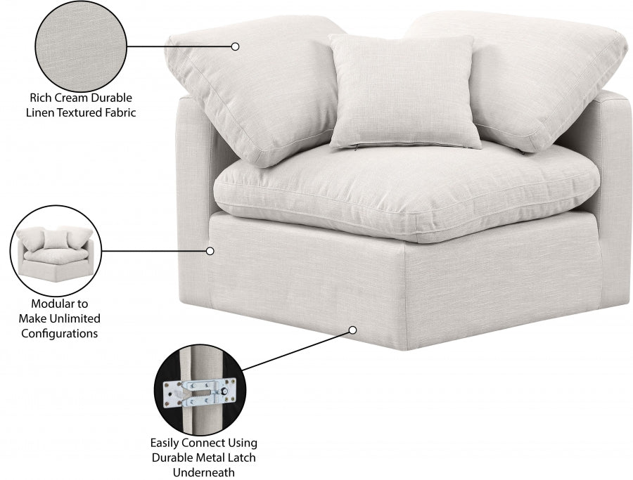 Indulge Linen Textured Fabric Living Room Chair Cream - 141Cream-Corner - Vega Furniture