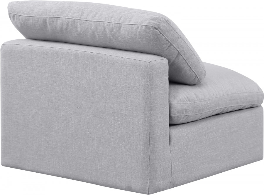 Indulge Linen Textured Fabric Living Room Chair Grey - 141Grey-Armless - Vega Furniture