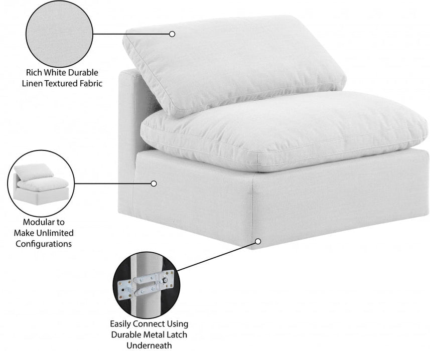 Indulge Linen Textured Fabric Living Room Chair White - 141White-Armless - Vega Furniture
