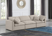 Indulge Linen Textured Fabric Sofa Beige - 141Beige-S105 - Vega Furniture