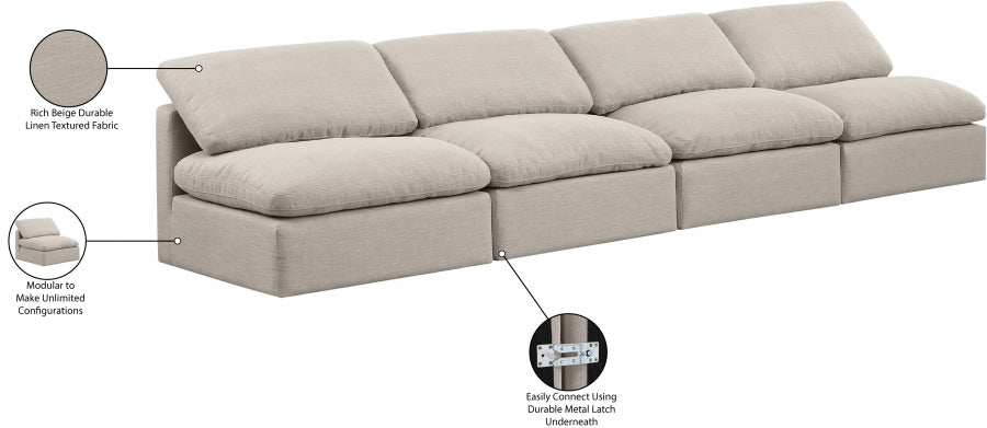 Indulge Linen Textured Fabric Sofa Beige - 141Beige-S4 - Vega Furniture