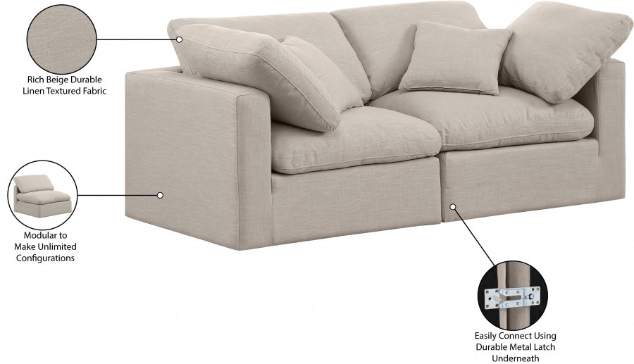 Indulge Linen Textured Fabric Sofa Beige - 141Beige-S70 - Vega Furniture