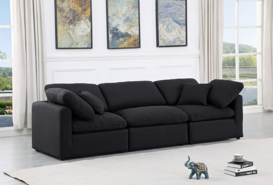 Indulge Linen Textured Fabric Sofa Black - 141Black-S105 - Vega Furniture