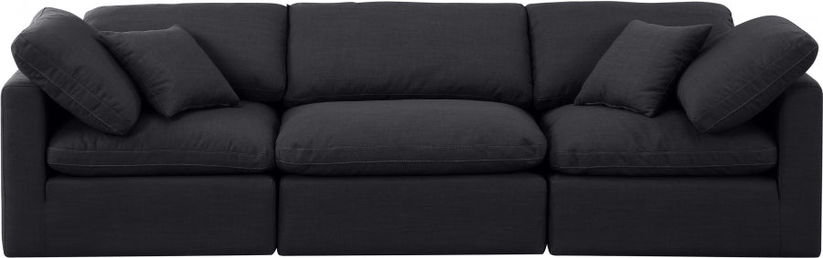 Indulge Linen Textured Fabric Sofa Black - 141Black-S105 - Vega Furniture