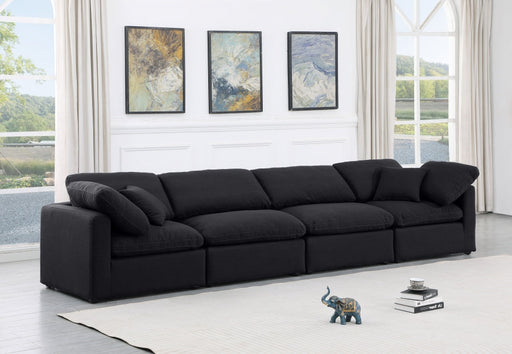 Indulge Linen Textured Fabric Sofa Black - 141Black-S140 - Vega Furniture