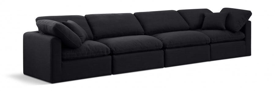 Indulge Linen Textured Fabric Sofa Black - 141Black-S140 - Vega Furniture