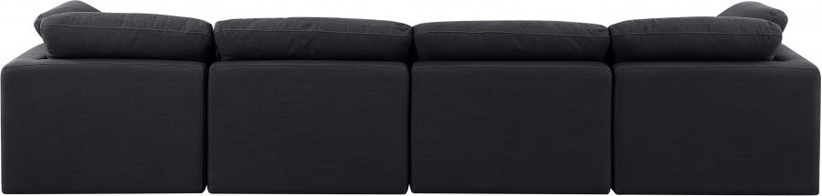 Indulge Linen Textured Fabric Sofa Black - 141Black-S140 - Vega Furniture