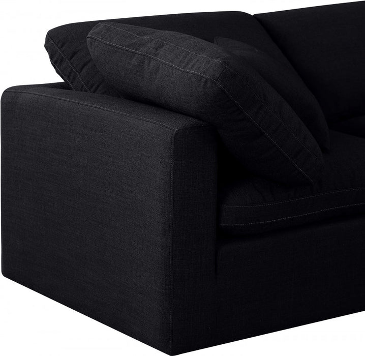 Indulge Linen Textured Fabric Sofa Black - 141Black-S140 - Vega Furniture